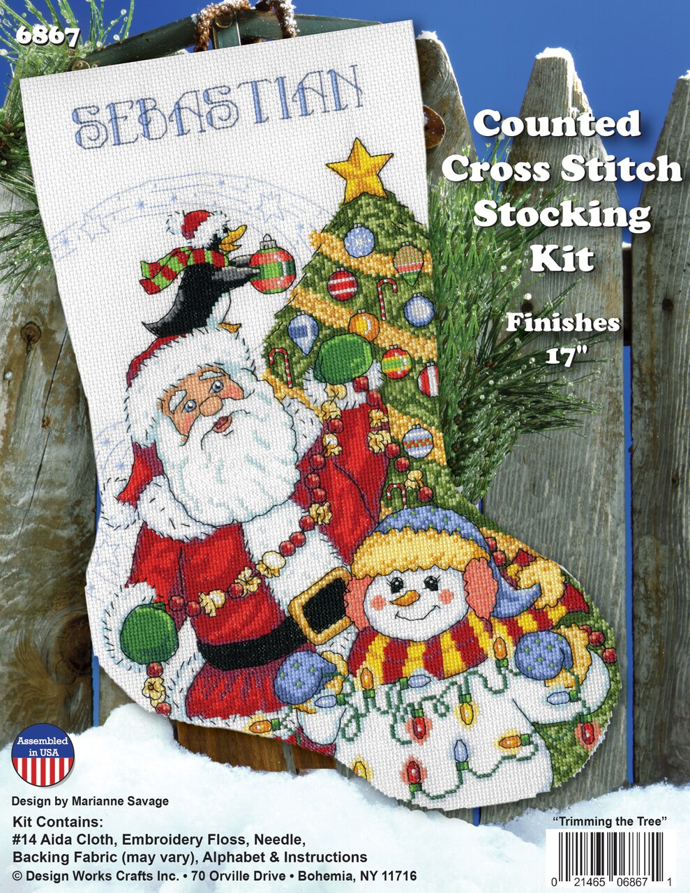 Design Works Counted Cross Stitch Stocking Kit 17" Long-Trimming The Tree